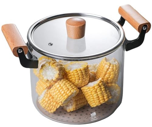 KRODEAIR Suppentopf aus Glas mit Deckel, Klarer Glastopf zum Kochen, Großer hitzebeständiger Borosilikat-Simmertopf mit Deckel, zum Kochen von Milch, Nudeln und Babynahrung,4.5L