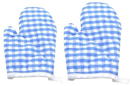 PengLAI Kids Oven Mitts,Heat Proof Gloves/Oven Gloves Heat Resistant Comfortable Kitchen Gloves for Children Kid Grilling Cooking Baking(2 Pcs) (Blue)