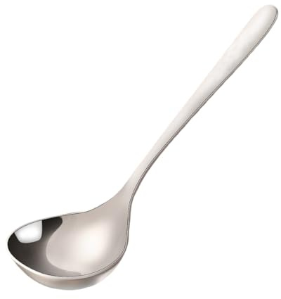 Amosfun Stainless Steel Ramen Spoon 8 Inch Long Handle Soup Ladle for Serving and Cooking Kitchen Soup Spoon for Home and Restaurant Use