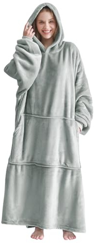 Good Nite kuscheldecke mit Ärmeln Hoodie Decke mit Ärmeln Pullover Decke Damen Kapuzenpulli in Übergröße mit Taschen Sherpa Snuggle Blankets Grau