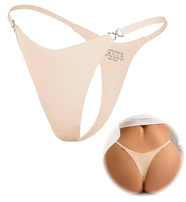 comeondear Damen String Nahtlos mit Strass Seamless Tangas Sexy Unterwäsche G-String T Back Große Größen Unsichtbare Unterhosen Mini Slip Low Rise Thong Höschen Dessous No Show(Hautfarben,S)