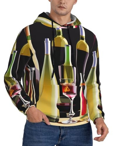 SDEGTHO Sweat à capuche surdimensionné classique pour homme avec verres et bouteilles de cocktail, Noir , XXL