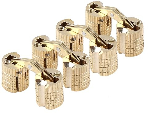 8mm Brass Hinges Concealed Cupboard Furniture Hinges, 4Pcs Copper Brass Cabinet Box Concealed Hinge 180° Opening Angle