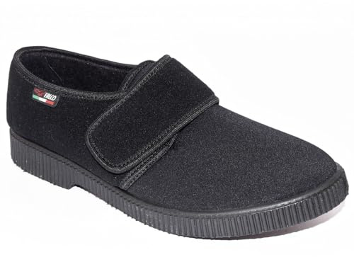 GAVIGA scarpe pantofole invernali elasticizzate UOMO regolabili con strappo per alluce valgo e riabilitazione made in ITALY (nero, Sistema Taglie Calzature EU, Adulto, Numero, Media, 42)