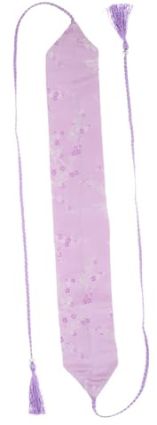 GAROZATION Ceinture Brodée Hanfu Large En Tissu Respirant Pour Femme, Style Vintage Japonerie, Ceinture à Pompons Et Cravate, Accessoire Costume Traditionnel Pour Fêtes Et Cérémonies, Couleur Violette