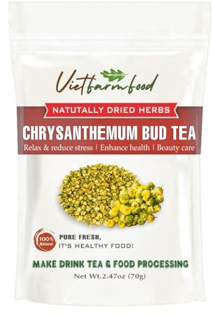 CHRYSANTHEMUM BUD TEA 2.47 Oz (70g) VIETFARMFOOD:Natural pure dried herbs are used for making drinks and cooking ingredients. Drinking tea is a healthy habit that makes meals delicious and relaxing