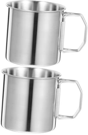 BESPORTBLE Vasos De Camping De Metal Plegables 2 Piezas 11cm Acero Inoxidable 304 Resistente Portátil Para Excursiones Senderismo y Picnic Al Aire Libre