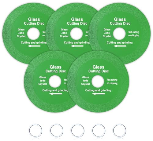 LEONTOOL 5 Pcs 4 Glass Cutting Disc for Angle Grinder with 7/8 Arbor Hole, Glass Ceramic Diamond Cutting Disc, Ultra-Thin Saw Blade Wheel for Wine Bottles, Tile