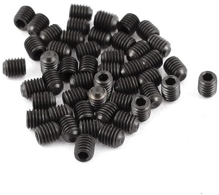 KSeSii Jeu de douilles hexagonales en acier allié noir M4 X 4mm, 50 pièces, vis sans tête, pointe de tasse sans tête