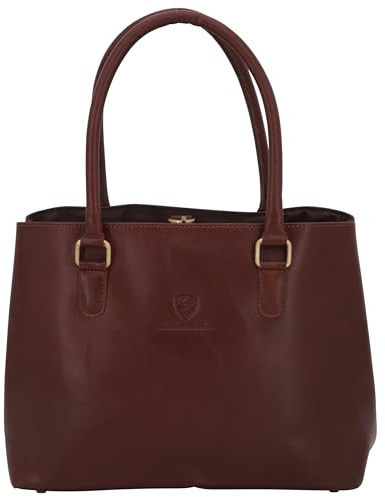 GERMANUS Handtasche Lilly Ledertasche Shopper Umhängetasche Businesstasche Shoppingtasche für Damen aus Echtleder in dunkelbraun