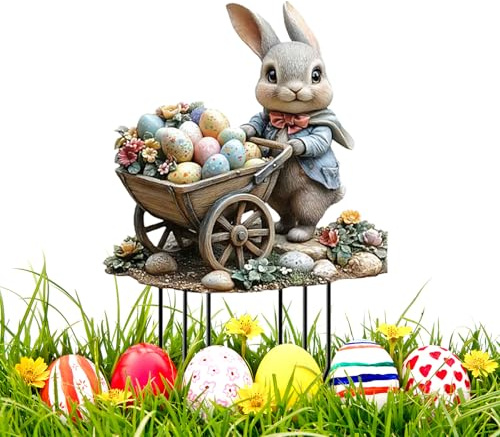 LUMOOM Osterdeko Outdoor, Ostern Garten Hase Dekorationen, Acryl Garten Plug Osterhase Dekorationen, Frühling Hase Ostern Zeichen für Draußen und Drinnen Gartendeko (C)
