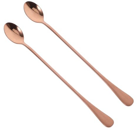 BUGUUYO 2pièces Cuillères à Mélanger à Long Manche Acier Inoxydable Agitateurs Pour Thé Café Cocktail Lot