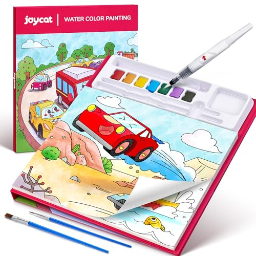 JoyCat Livre de coloriage avec peintures à l'eau pour tout-petits de 3 à 8 ans, kit de peinture aquarelle, pour arts et bricolage, jouet éducatif, cadeau d'anniversaire pour garçons et filles