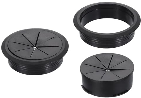 sourcing map 2 Pcs Desk Grommet, Fit 80mm/3.15 Plastic Cable Hole Cover Bulk Top Hat Grommet Desk Hole Cover for Cables Home Office, Black