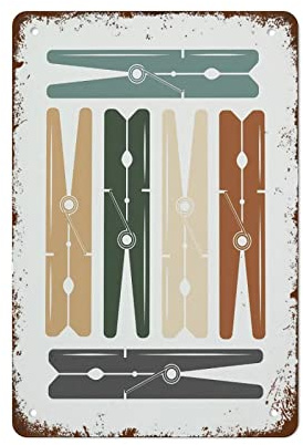 Oudrspo Funny Vintage Metal Tin Sign Laundry Room Decor Laundry Clothes Pins Cloth Clips Cloth Peg Laundry Room Art Utility Room Sign Suitable For Home Bar Cafe Garage Wall Decor 8x6 Inch