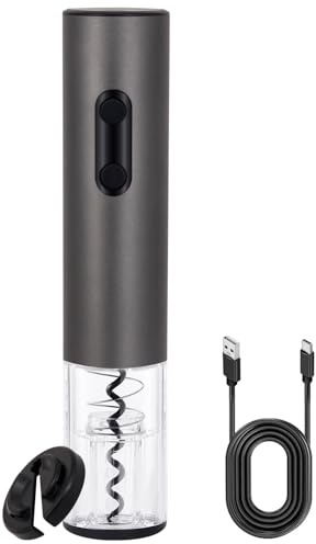 Tire-bouchon électrique rechargeable avec chargement de type C, coupe-capsule et lumière LED – Tire-bouchon automatique pour la maison et les fêtes