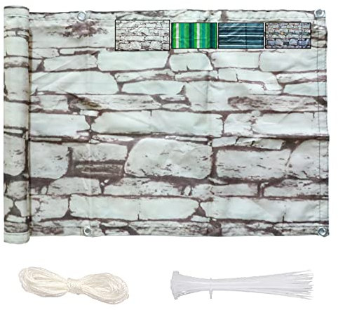 Pantalla de privacidad para balcón, 60 x 1400 cm, cubierta de poliéster para jardín y terraza, fácil de instalar, con ojales y bandas, ideal para protección y decoración al aire libre