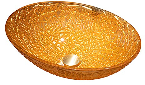 WEYFH Lavabo de Salle de Bain avec vidage combiné, lavabo de Salle de Bain à Poser, Vasque Ovale en Verre, Vasque sur Le Dessus, Vasque d'art,