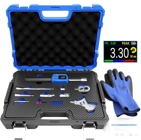 KTTOOL Digital Torque Wrench 5-99.6 Ft-lbs 6.8-135 Nm Adjustable HVAC | Adjustable Digital Torque Wrench 6.8-135 Nm HVAC Wrench with 38mm Jaw & 3/8 Drive Ratchet ±1% Color TFT Screen
