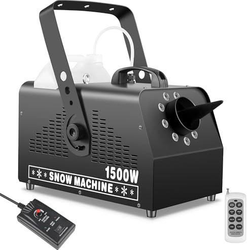 Telbum Schneemaschine 1500W mit 9 RGB LED, Nebelmaschine mit Fernbedienbare und 5 Liter, Schneekanone Effektmaschinen Snow Machine für Halloween, Partys, Weihnachten, Hochzeit, Bühne, DJ