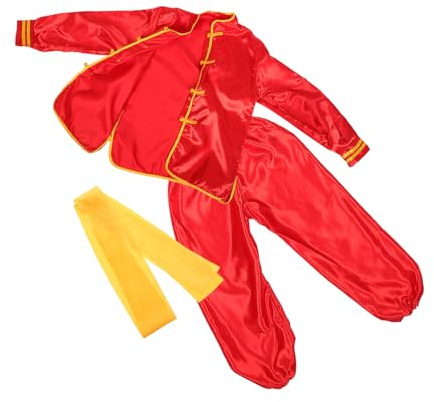FIXOSHEE Costume Art Martial Garçon Fille Traditionnel Chinois Kung Fu Tai Chi Confortable pour Entraînement et Spectacles Rouge Manches Longues