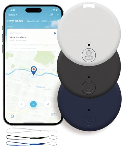 3PCS Traceur GPS Bluetooth 5.2 Compatible iOS Android Via App, Localisateur d'Objets Intelligent avec Alarme Sonore pour Clés, Portefeuille, Sac, Animaux, Valise, Portée 15m, Batterie Remplacable