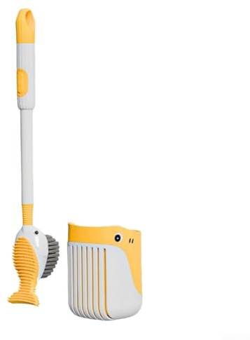 Brosse WC en silicone avec support de plateau d'égouttement à séchage rapide, convient pour montage mural ou au sol pour garder la salle de bain propre et sèche (jaune)