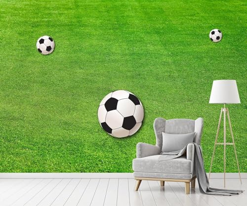 Fotomurales Decorativos Pared Chico de Futbol 300x210 cm Papel Pintado Tejido No Tejido Estadio Verde Fotomural 3D Mural Paredes Papel Tapiz Decoración Salón o Dormitorio a-9820