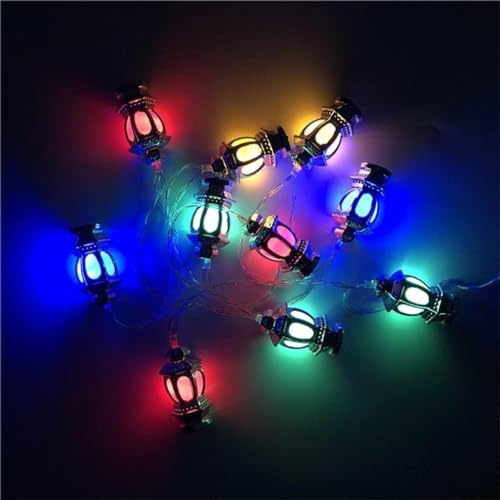 VUIKLCty Lanterne dorée colorée à 10 LED, 2 pièces, Guirlande Lumineuse de décoration(RGB Flash)