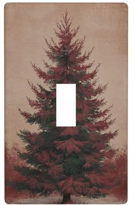 Cubierta de interruptor de luz rústica vintage para árbol de Navidad, decorativa, 1 banda, placa de pared para cocina, granja, dormitorio, baño, decoración artística