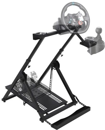 Garvee Sim Racing Wheel Stand, Adjustable Cockpit for Logitech, Thrustmaster & Fanatec, Foldable L-Type Design with Gear Shifter Mount, Compatible with PS5, Xbox & PC Gaming