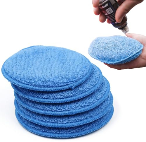 ZORTVUL 5 Piezas Esponja Coche Microfibra Almohadilla Encerado Pulido Abrillantador Lavado Azul 5 Pulgadas