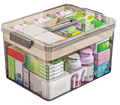 Bailonda Medizinbox,arzneimittel Box, medizin aufbewahrung,Hausapotheke mit 2 compartments, medizin aufbewahrung, medikamenten organizer für arzneimittel für zu Hause, im Freien