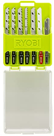 RYOBI - Coffret 10 lames scie sauteuse sans fil ONE+ bois - métal - plastique - granit - carrelage - RAK10JSBMP