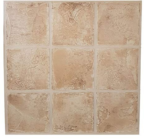 Floor Tiles self Adhesive Marble Stone Tile Vinyl Flooring Kitchen Bathroom 16 Tiles (16ft²)