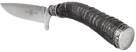 Holz-Leute Trachtenmesser, Jagdnicker, Hirschfänger für die Lederhose aus Gamshorn mit versilberter Kappe
