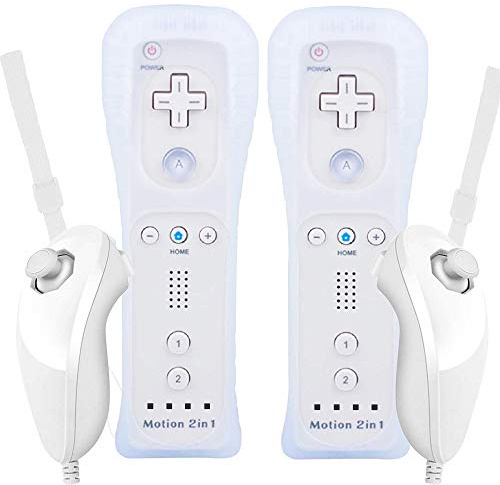 Surnous Lot de 2 télécommandes sans fil pour Wii avec Motion Plus, avec Motion Nunchuck pour manette Wii