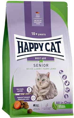 Happy Cat 70615 - Senior Weide Lamm - Katzen-Trockenfutter für Katzensenioren ab dem 8. Lebensjahr - 4 kg Inhalt