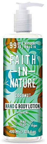Faith In Nature Natural Coconut Hand and Body Lotion, Hydrating, Vegan and Cruelty Free, No SLS or Parabens, 400 ml