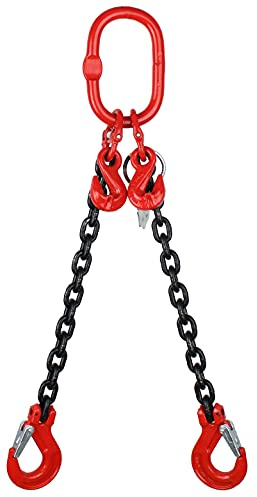 Grade 8 4.25 tonne 10mm 2 Leg Adjustable Lifting Chain Sling Rigging With Latch Hooks (2mtr)