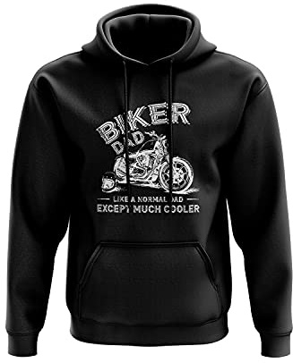 SmartyPants Biker Dad Hoodie - Motorbike Rider Father's Day Hobby Novelty Gift Idea Jumper 80% Ringspun Cotton Polyester (Black, Medium)