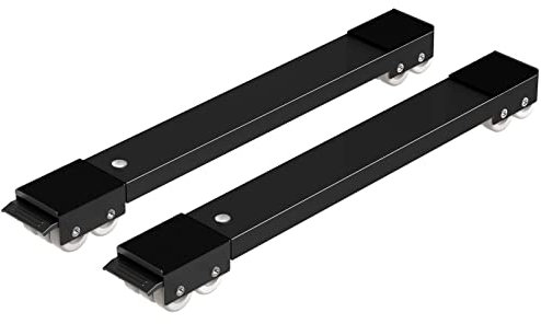 Ronlap Furniture Washing Machine Dolly, Adjustable Furniture Moving Roller Wheels, Portable Washer Dryer Fridge Mobile Rolling Base, Compact Washing Machine Refrigerator Stand with Brake, Black