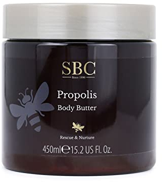 SBC Skincare - Body Lotion mit Propolis - 450 ml - Glättet und Hellt die Haut auf - Dicke Textur und Feuchtigkeitsspendende Wirkung - Feuchtigkeitscreme für den Körper - Propolis Body Butter