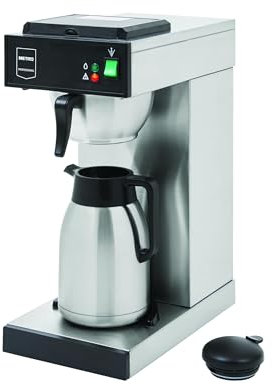 METRO Professional Macchina da caffè americano GCT2001, acciaio inox, 2000 W, serbatoio da 2.3 L, pannello di controllo meccanico, thermos da 2 L, pulsante di ripristino, 100 filtri di carta inclusi