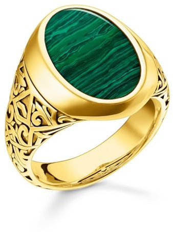 THOMAS SABO Ring Siegelring Goldfarben/Grün TR2242-140-6-56 Ringgröße 56/17,8
