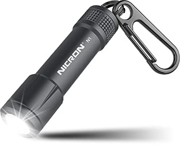 NICRON EDC Keychain Flashlight N1 Mini LED Light with AAA Battery, Portable Mini Light IPX7 Waterproof Build for Outdoor Camping etc (Grey)
