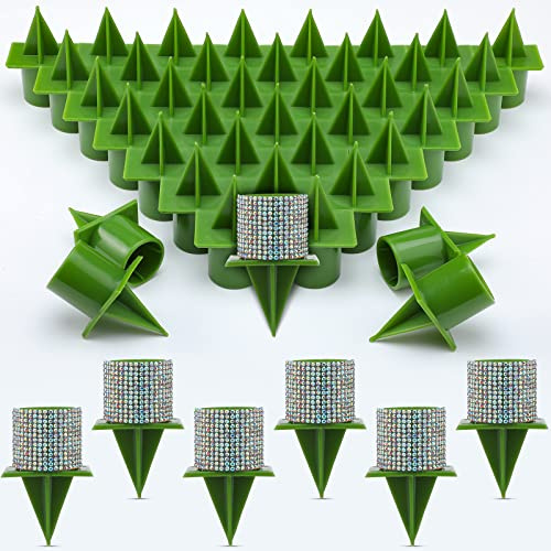 Eaasty 48 Pcs Christmas Green Taper Candle Holder Plastic Candle Holders Floral Candle Holder Candleholder for Weddings Celebrations Advent Wreaths Party Flower Arrangements Bridal Shower Banquets