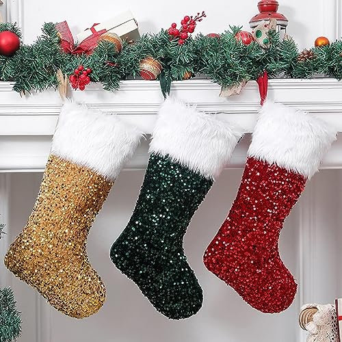 FYBlossom 12er Filz Weihnachtsstrumpf Nikolausstrumpf Set, Rot Nikolausstiefel zum Befüllen & Aufhängen, 36cm Kamin Weihnachtssocken Personalisiert Weihnachten Deko für Wand, Weihnachtsbaum, Treppe