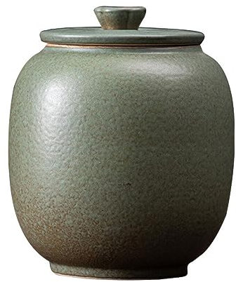 HEMOTON Ceramic Tea Pot Storage Jar 3.07X3.15X3.66 Inch Multi-Function Food Container for Tea Sugar Grain with Decorative Desktop Design