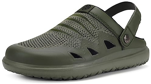 Eagsouni Clogs tofflor kvinnor män trädgårdsskor ventilerande trädgårdstofflor sommar lätta halkfria strandsandaler, Grön, 40 EU